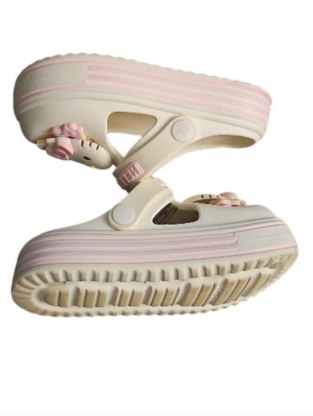 Hello Kitty Platform Clogs Kids Size 11 Pink White Kawaii Sandals Sanrio